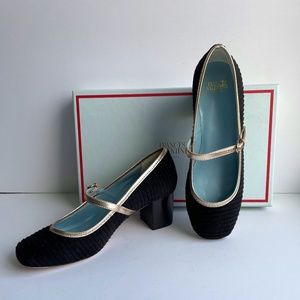 Frances Valentine Black Corduroy Heels